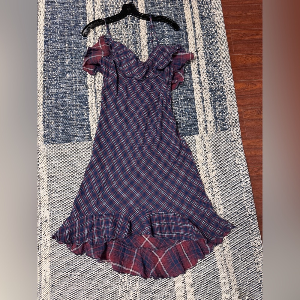 Max Studio Red and Blue Plaid Dress